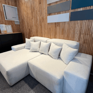 Sillón Denver Brazo Derecho + Chaise Lounge Izquierdo Buclé Blanc EXPO